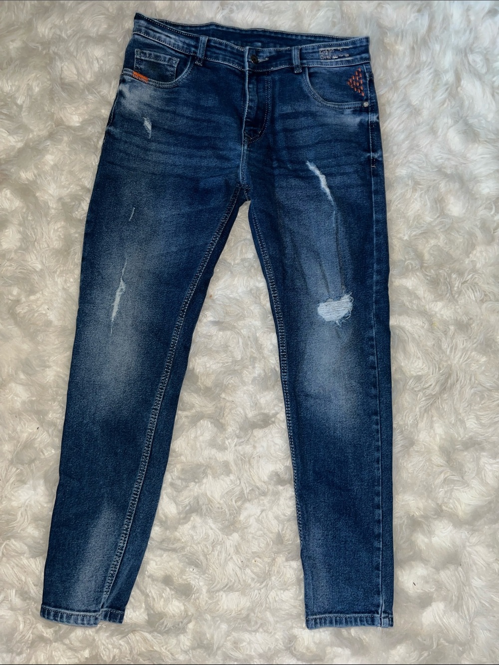 Slim Stretch Skinny Jeans in Dark Blue Wash